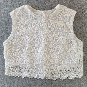 Vintage Adelaar Blouse Womens 18 White Cotton Back Button Lace Mid Century READ